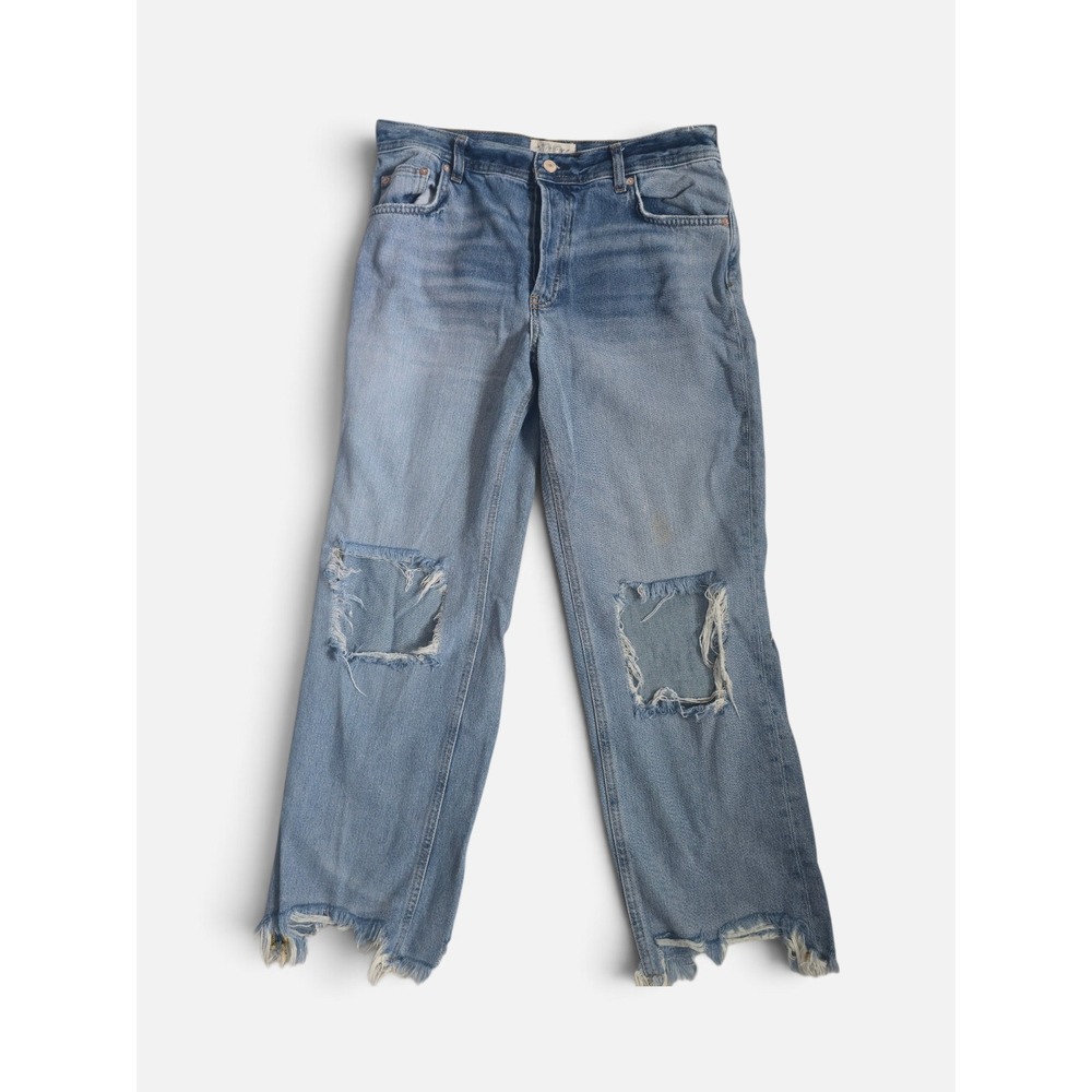 We The Free Light Wash Jeans Straight Distressed Boho Soft Grunge Button Fly 29